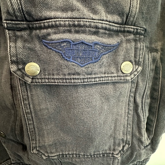 Vintage Harley-Davidson Gray Denim Vest - Picture 3 of 5